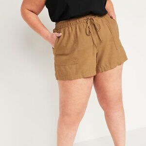 Old Navy High-Waisted Linen-Blend Tie-Front Plus-Size Utility Shorts 5 inch 2X